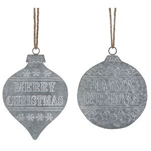 Special T Merry Christmas and Happy Holidays Ornaments Wall Decor Set of 2 Metal